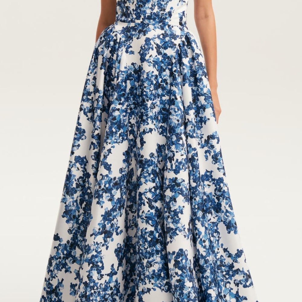 Mills Ravishing Blue Hydrangea Corset Maxi Dress